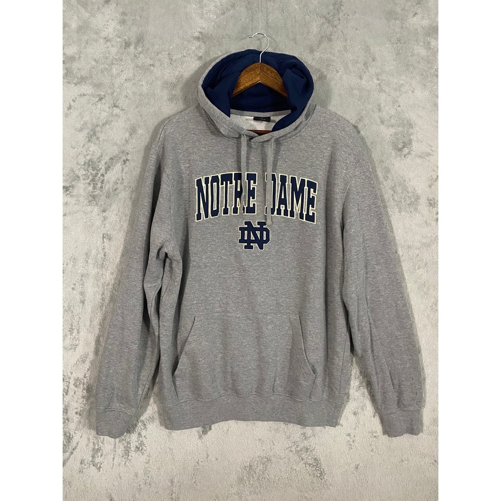 Colosseum Hoodie Mens L Gray Notre Dame Fightin Irish NCAA Pullover Sweatshirt